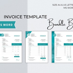 Invoice Word Template Bundle, Editable Custom Receipt, Sales Order Invoice, Printable Professional Invoice, Receipt Invoice Business Form