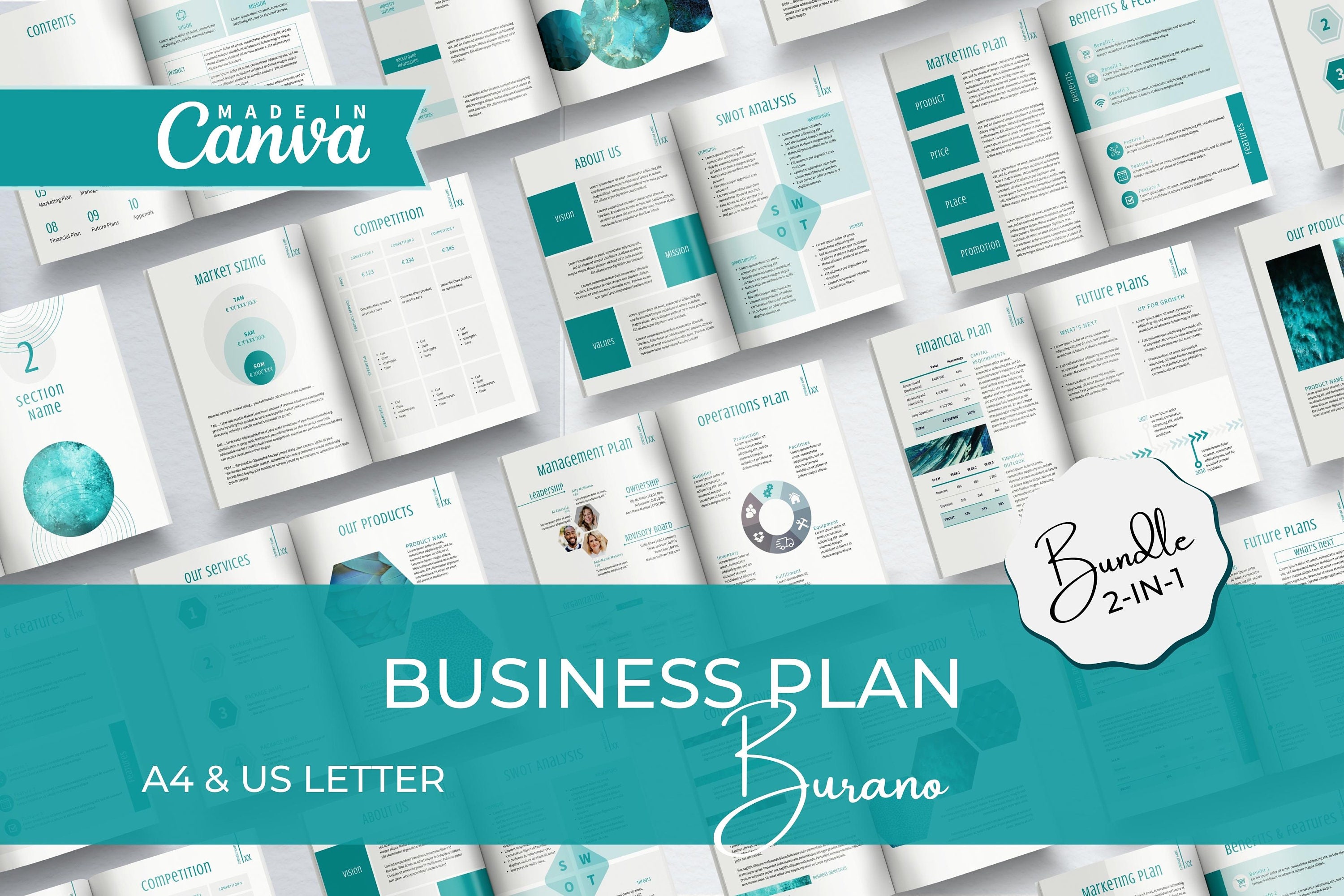 Business Plan Template, Professional Business Planner Proposal, Startup Workbook, Business Plan Analysis, Financial Projections, Side Hustle