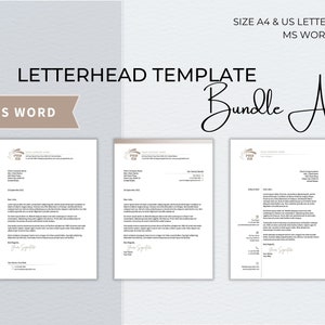 Letterhead Word Template Bundle, Modern Editable Business Letterhead, Letterhead for Small Business, Professional Letterhead Template