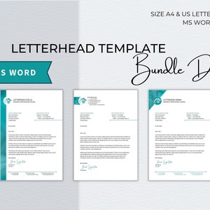 Paquete de plantillas de Word con membrete, membrete empresarial editable moderno, membrete para pequeñas empresas, plantilla de membrete profesional