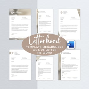 Paquete de plantillas de Word con membrete, membrete empresarial editable moderno, membrete para pequeñas empresas, plantilla de membrete profesional