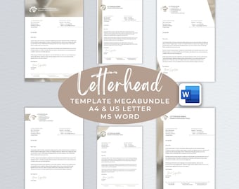 Letterhead Word Template Bundle, Modern Editable Business Letterhead, Letterhead for Small Business, Professional Letterhead Template