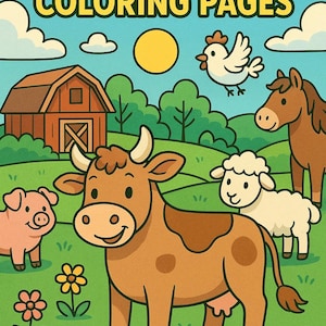Dibujos para colorear de la granja para niños: animales de granja adorables y amigables, hojas de actividades imprimibles, dibujos para colorear para niños