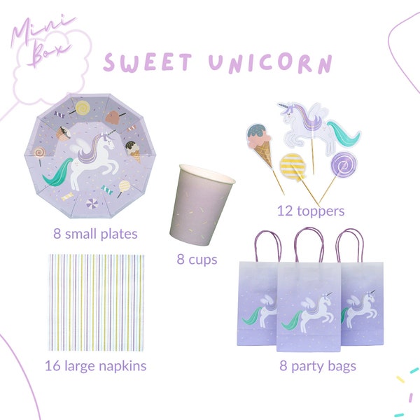 | Unicorn Party Box Placas de unicornio | | de la Fiesta del Unicornio Decoración Pasteles | Bolsas sorpresa de unicornio | Fiesta del unicornio