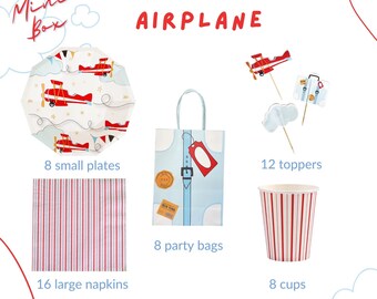 Mini Party Box Airplane | Party items Airplane | Airplane plates | Party decoration Airplane