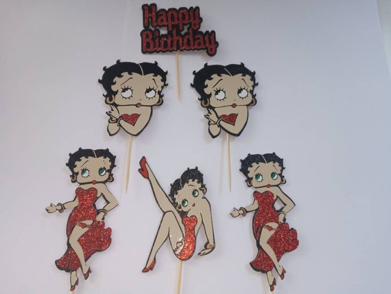 Betty Boop Cupcake Toppers X 6 GLITTERY SPARKLY - Etsy