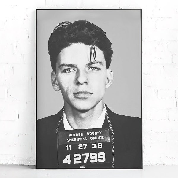 Frank Sinatra, Celebrity Mugshot Pop Art Print | Vintage Portrait | Giclée Poster, Printable Art Print, Modern Wall Art, Instant Download