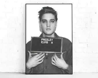 Elvis Presley Mugshot Print, Celebrity Mugshot Pop Art Print, Vintage Retro Portrait, Printable Art Print, Modern Wall Art, Instant Download