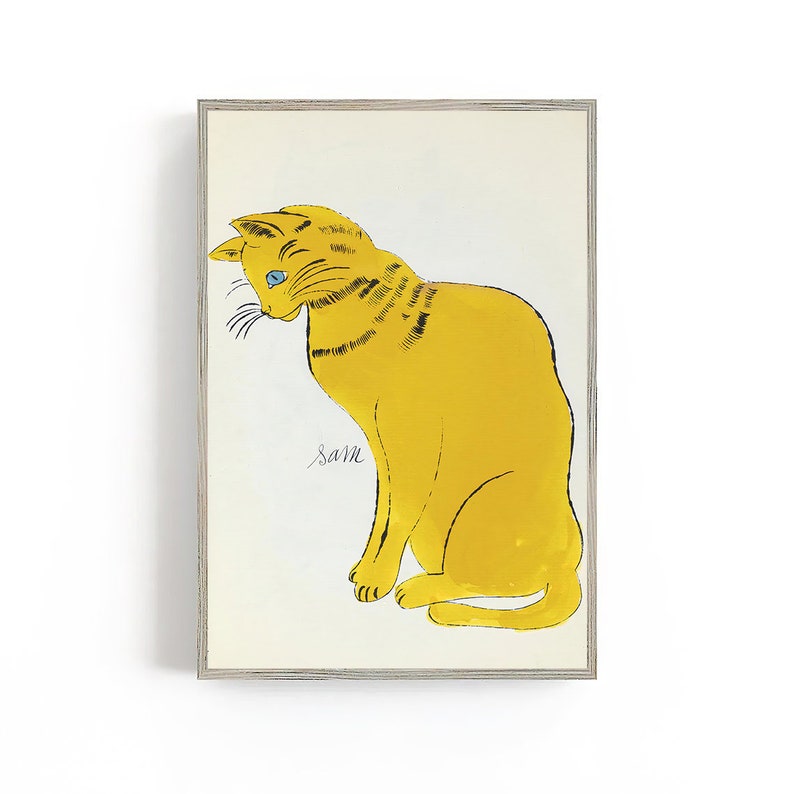Yellow Cat Sam Andy Warhol Art Print, Animal Art Print, Pop Art Print