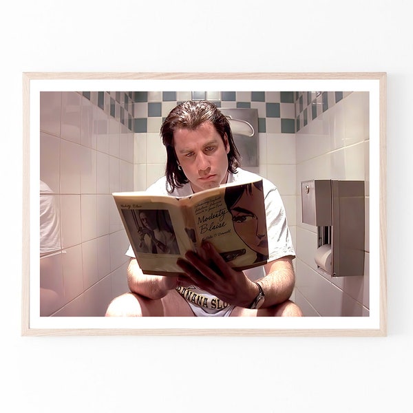Cartel de la película Pulp Fiction Restroom, escena del baño de Vincent Vega, cartel de Pulp Fiction, impresiones de arte imprimibles, arte moderno de la pared, descarga instantánea