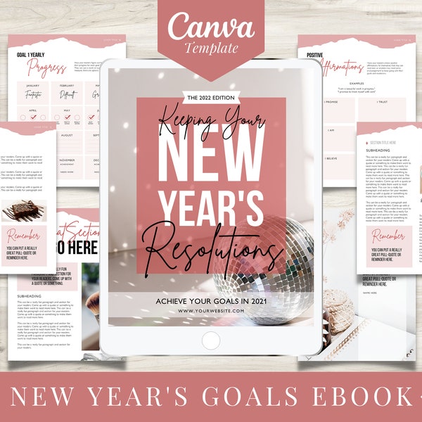 2022 Resolutions Ebook Canva Template  |  2022 New Years e-book  |  Habit Tracker Planner  |  Canva Template  |  Digital Template