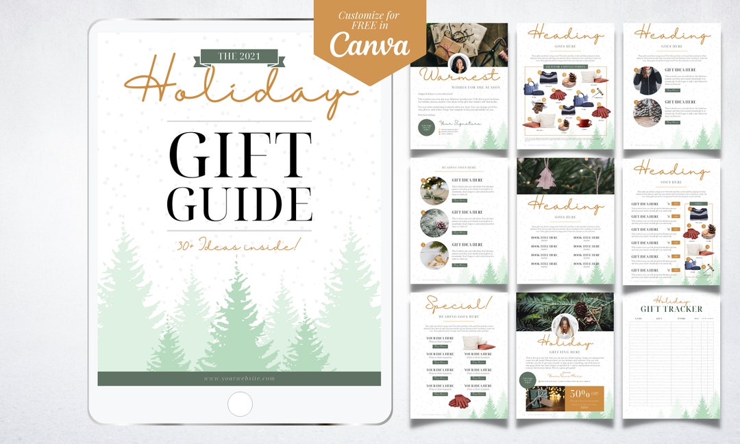 Evergreen Christmas Gift Guide Template Editable Canva Christmas Gift