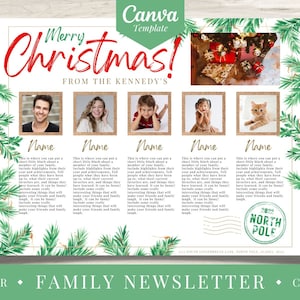 Plantilla de boletín informativo navideño de campo / Plantilla de Canva para carta navideña familiar / Plantilla de Canva / Boletín informativo digital