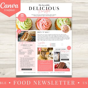 Food and Recipe Blog Newsletter Canva Template Editable Recipe Letter ...