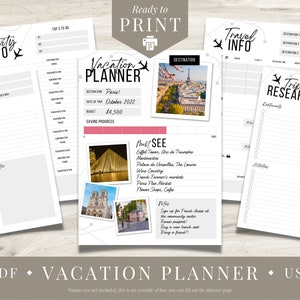 Vacation Planner Printable  |  Digital Itinerary Template  |  Packing List  |  Travel Printable pdf  |  Traveling List