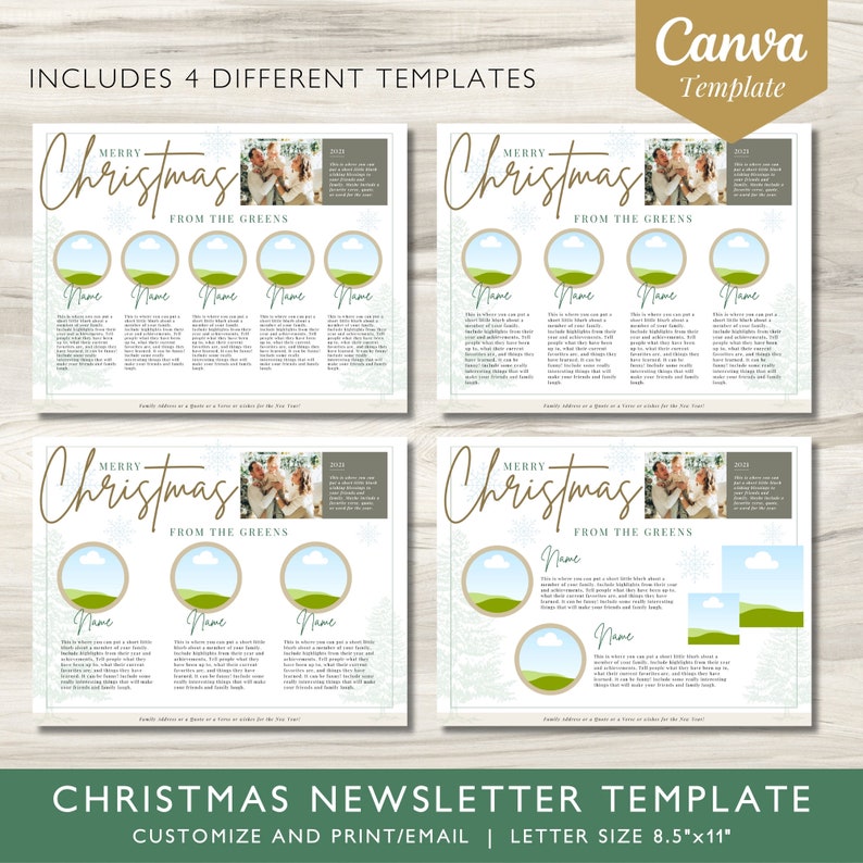 Family Christmas Newsletter Template: Canva Editable Design (digital ...