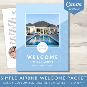 Plantilla Canva del paquete de bienvenida de Airbnb / Paquete de anfitrión editable / Libro de alquiler vacacional simple para huéspedes / Lista de verificación de reglas de la casa B&B