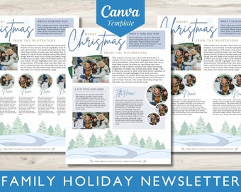 Winter Family Christmas Newsletter Template: Evergreen Design (Canva)