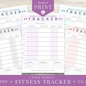 Simple Printable Fitness Tracker  |  PDF Exercise Journal  |  Clean and Minimalistic Health Planner  | Meal Planner