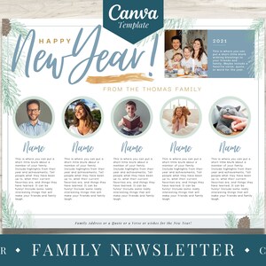 Plantilla de boletín de Navidad / Carta de Año Nuevo familiar de Canva / Plantilla de Canva / Boletín digital 2022