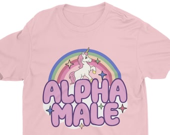 Ironic Alpha Male Unicorn Rainbow, camiseta unisex divertida, camiseta Bella Canvas, camiseta divertida, camiseta gráfica divertida, camiseta ofensiva, camiseta extraña