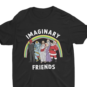 Amigos imaginarios, camiseta divertida de religión, camiseta sarcástica, camiseta de ciencia, camiseta de parodia antirreligión, camiseta gótica divertida, camiseta irónica, sátira