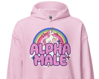 Alpha Male Hoodie, Unisex Funny Hoodie, Satire Humor, Hilarious Sweatshirt, Parody, Ironic Hoodie, Silly Hooded Sweatshirt, Sarcastic Hoodie