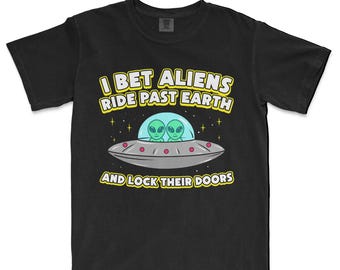 Zabawna koszulka z motywem kosmity, koszulka z motywem UFO i pozaziemskiej przestrzeni kosmicznej