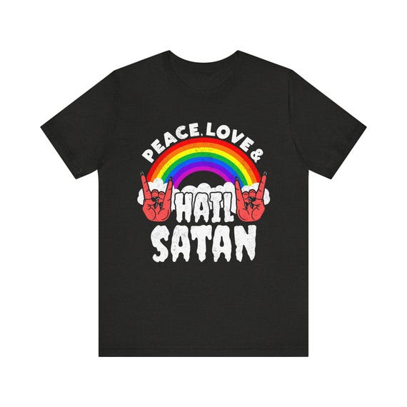 Hail Satan T-Shirt Red Distressed Letters Retro Vintage Look Hail Satan T-Shirt Red Distressed Letters Retro Vintage Look