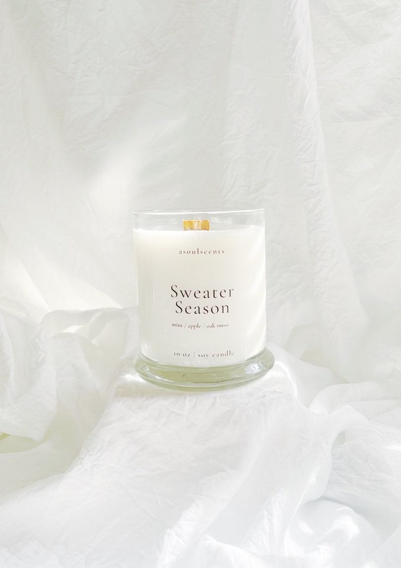 Sweater Season Candle Fall Season Candles Soy Wax Candle Autumn Candle Container Candle Sweater Weather Handmade Candles image 1