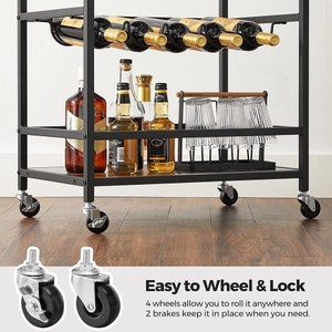 Bar Cart, Industrial, Rolling Cart, Coffee Cart, Kitchen Island, Rolling Beverage Cart, Wine Cart Bild 6