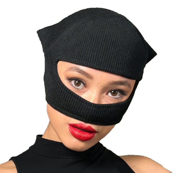 Selina Cat Woman Ski Mask Cowl Black Balaclava Cosplay Costume 2022