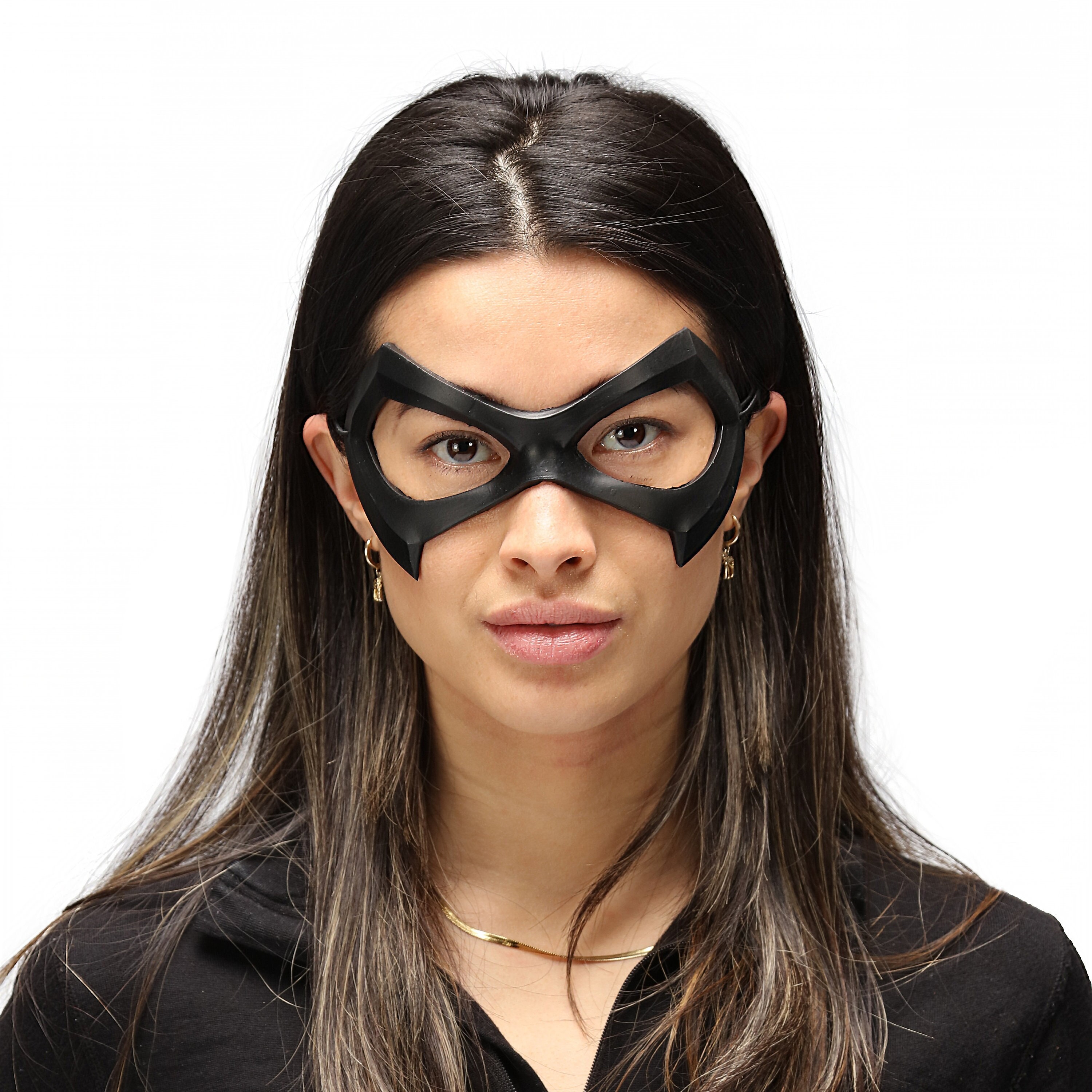 Sexy Black Latex Hero Mask Full Face Hood with Back Zipper Cat Woman Mask  Customize Size Service LM152