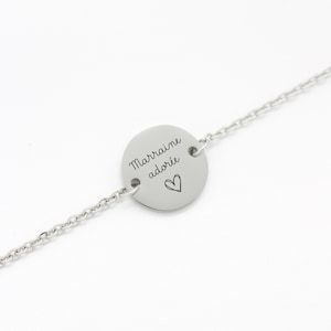 Personalized round medal bracelet, First name bracelet, Mom jewelry, Birth gift, Godmother bracelet, Bridesmaid gift, jewelry