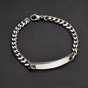Engraved large men's chain bracelet, personalized men's bracelet, personalized men's bracelet, engraving men's bracelet, birthday gift image 4