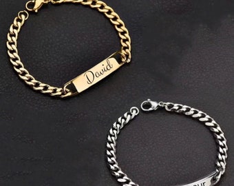 Engraved large men's chain bracelet, personalized men's bracelet, personalized men's bracelet, engraving men's bracelet, birthday gift