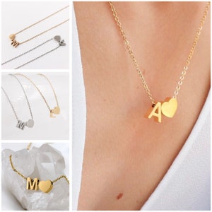 Letra del collar Alfabeto inicial nombre oro y plata acero inoxidable, personalizado, regalo de cumpleaños, joyería mujer, mejor amiga