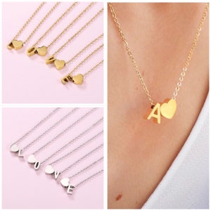 Collar nombre Nombre letra inicial alfabeto oro y plata acero inoxidable, personalizado, regalo de cumpleaños, joyería mujer, mejor amiga