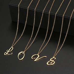 Collier initiale lettre acier inoxydable, collier prénom alphabet, collier personnalisé, cadeau d’anniversaire, bijoux femme, meilleure amie