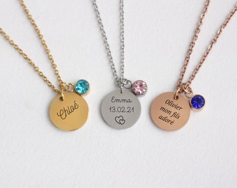 Personalized Necklace, First Name Necklace, Birthstone, Mom Jewel, Grandma Gift Idea, Godmother Gift, Bridesmaid Jewel