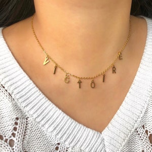 Collar personalizado, collar nombre letra plata alfabeto dorado, collar inicial, regalo de cumpleaños, joyas de mujer, regalo de Navidad