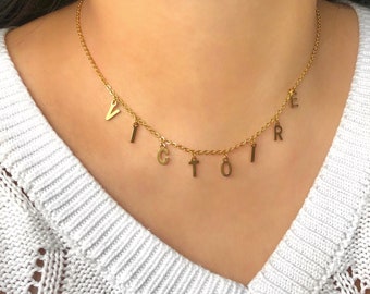 Personalized necklace, necklace first name letter silver golden alphabet, initial necklace, birthday gift, women's jewelry, Christmas gift