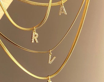 Initial letter necklace rhinestone gold zircon first name alphabet necklace, personalized necklace, birthday gift, women's jewelry, best friend