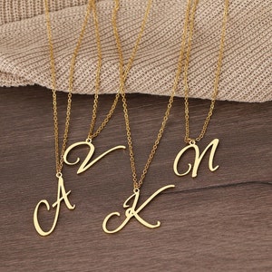 Collar de letras iniciales de acero inoxidable, collar de nombre del alfabeto, collar personalizado, regalo de cumpleaños, joyería de mujer, mejor amiga