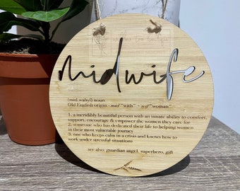 Midwifery Definition Cutout Plaque, Student midwife, Doula