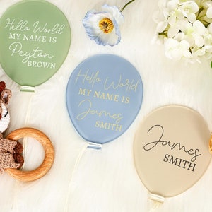 Cartello annuncio nascita palloncino acrilico personalizzato, cartello nome bambino personalizzato, cartello annuncio nascita con Hello World, targa nome bambino