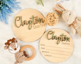 Custom Baby Announcement Sign with Birth Stats, Personalized Baby Arrival Announcement Sign, Engraved Baby Name Sign, Sign For Hospital