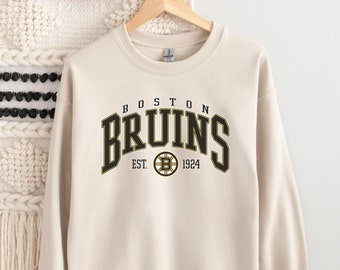 Boston Bruins Majestic Threads Check The Head Pullover Sweatshirt - Oatmeal