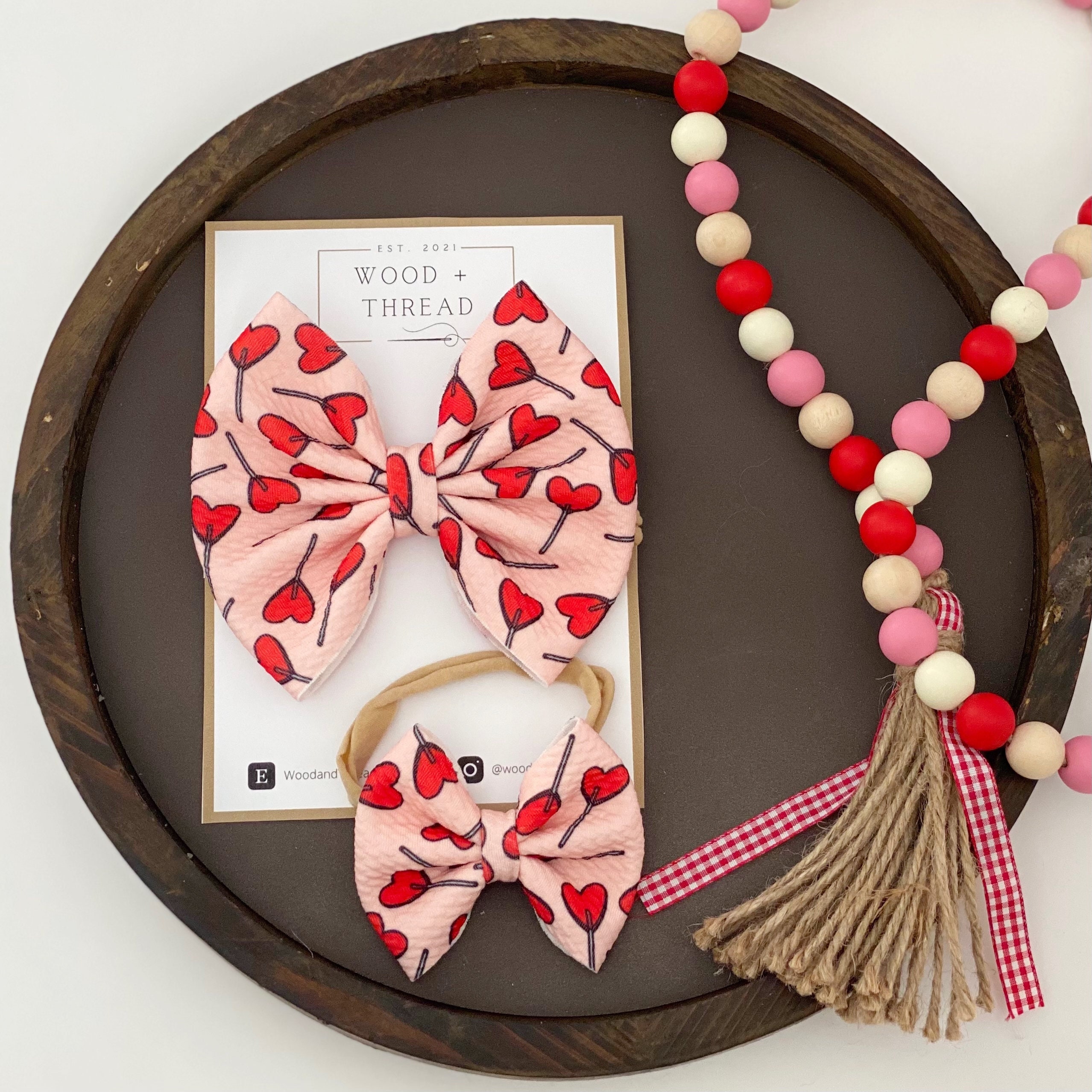 Valentines Lollipop Baby Bow | Valentines clip Bow | Sucker head wrap | Nylon Headband | Sweets Baby Bow | Candy girl pink and red bow