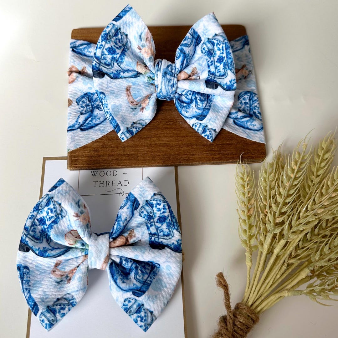 Cowgirl Baby Blue Bow Boots